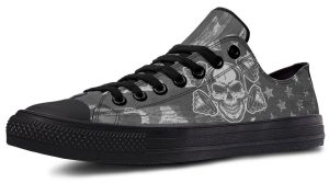 Cross Dumbbell Skull Low-Top Sneakers - Edgy Streetwear
