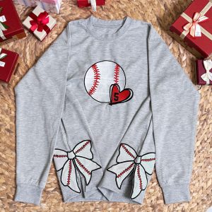 Sport Lover, Baseball, Basketball, Football Mom - Personalized Side Bow Embroidered Sweatshirt
