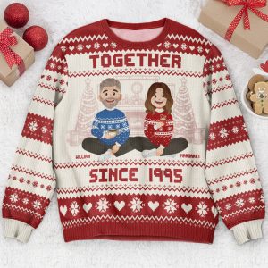 Together Since Couple Christmas Ugly Sweater New Version - Personalized Ugly Sweater