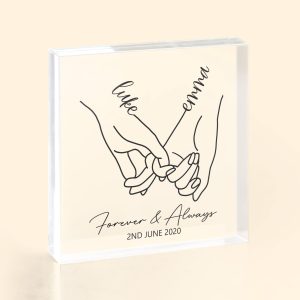 Couple Gifts Holding Hand - Personalized Custom Square-Shaped Acrylic Plaque