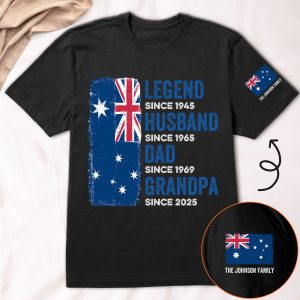 Legend, Husband, Dad And Grandpa - Australia Flag Version - PersonalizedOne Size Shirt