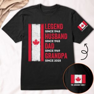 Legend, Husband, Dad And Grandpa - Canada Flag Version - PersonalizedOne Size Shirt