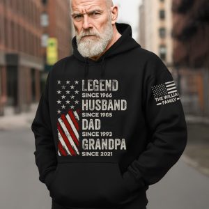 Legend, Husband, Dad And Grandpa Custom Family Name - Personalized Hoodie